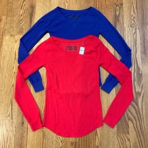 PINK- 2 long sleeve shirts size XS